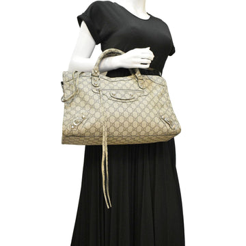 GUCCI X BALENCIAGA The Hacker Project Neo GG Supreme Tote Bag Beige 681695