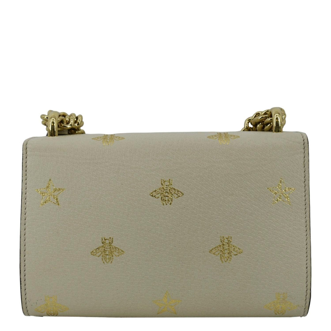 GUCCI Padlock Bee Leather Shoulder Bag Ivory 432182
