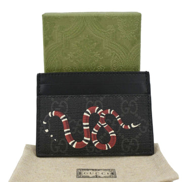 GUCCI Kingsnake Print GG Supreme Monogram  Case Black 451277
