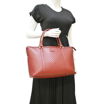 GUCCI Microguccissima Leather Tote Bag Red 449655