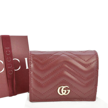 GUCCI Marmont GG Matelasse Leather  Case Wallet Red 466492