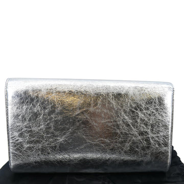 YVES SAINT LAURENT Belle de Jour Leather Clutch Bag Silver