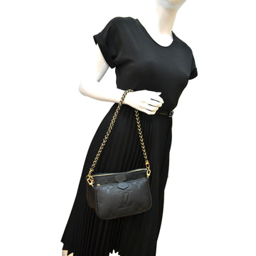 LOUIS VUITTON Multi Pochette Accessories Empreinte Clutch Bag Black