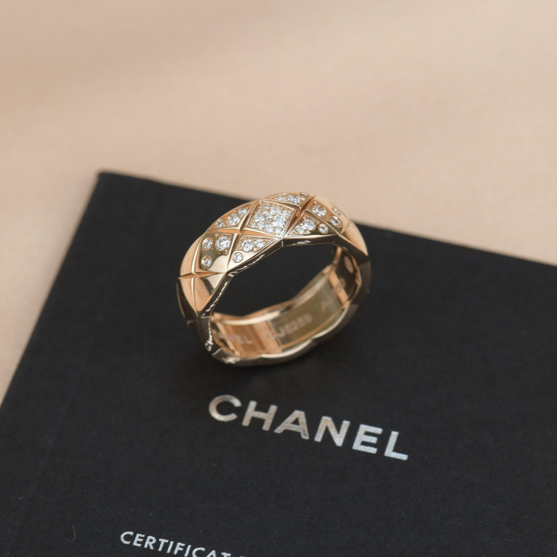 Chanel Small Rose Gold Diamond Coco Crush Ring