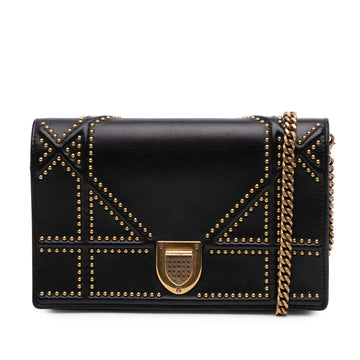 Dior Calfskin Studded Diorama Wallet on Chain