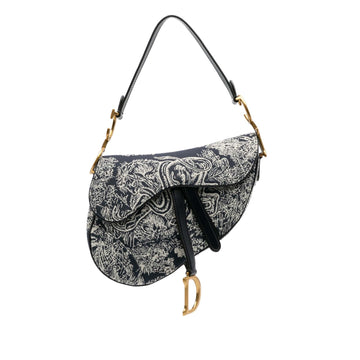 Dior Canvas Reverse Embroidered Toile De Jouy Saddle Bag