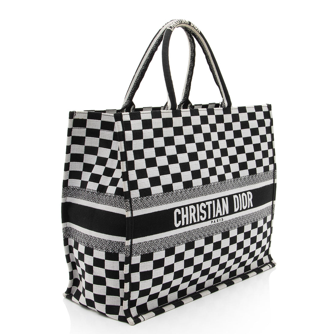 Dior Embroidered Canvas Checkered Book Tote