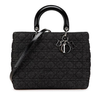 Dior Large Denim Cannage Lady Dior