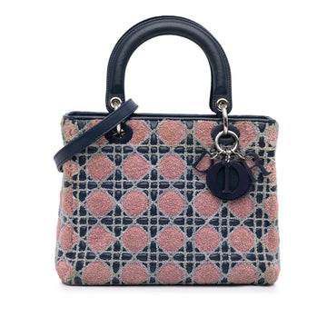 Dior Medium Lambskin And Tweed Cannage Lady Dior
