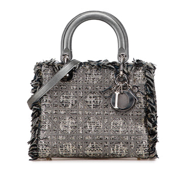 Dior Medium Tweed Cannage Fringe Lady Dior
