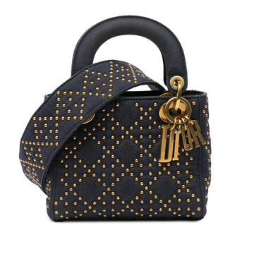 Dior Mini Denim Cannage Studded Supple Lady Dior
