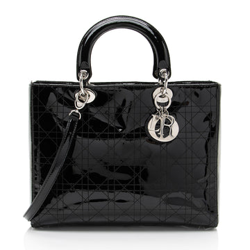 Dior Patent Leather Lady Dior Large Tote