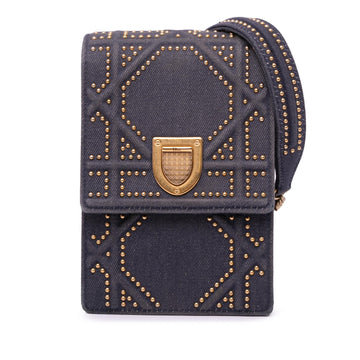 Dior Studded Denim Vertical Diorama Crossbody