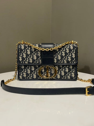 Dior 30 Montaigne Chain Bag Blue Oblique