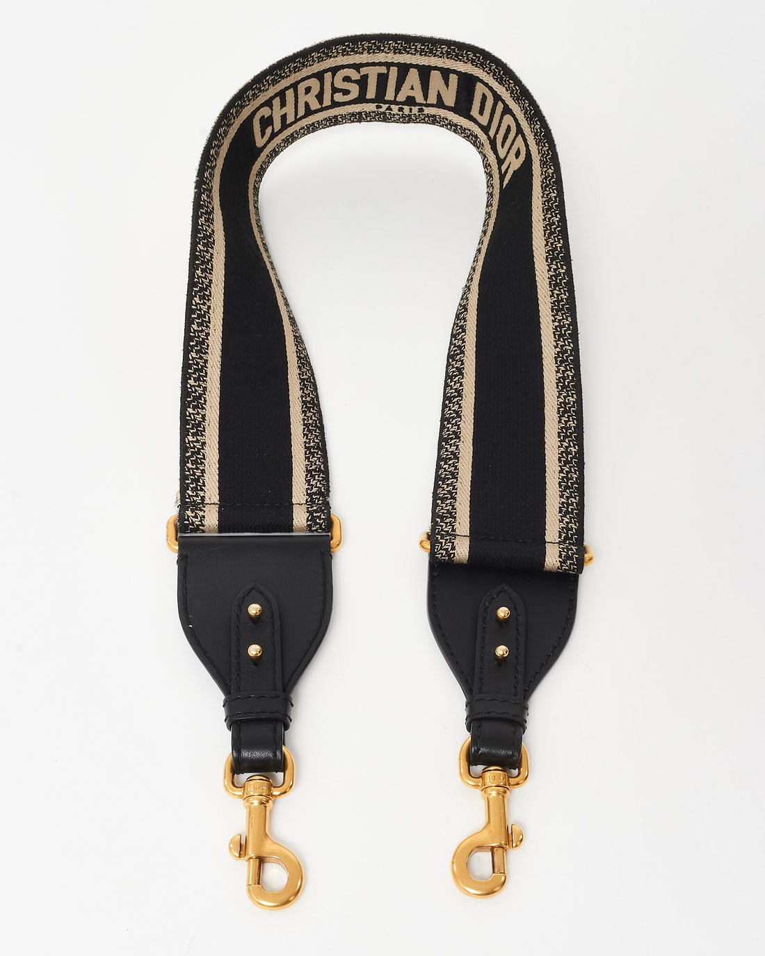 Dior Black & Ecru Logo Embroidered Guitar Strap