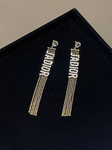 Dior Boucles D’oreilles Chaines Dangling Earring Crystal Embellished