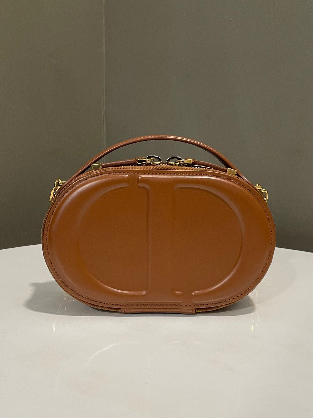 Dior CD Signature Camera Bag Dark Tan Calf