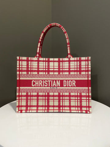 Dior Check'n'Dior Book Tote Red / Ivory Embroidery