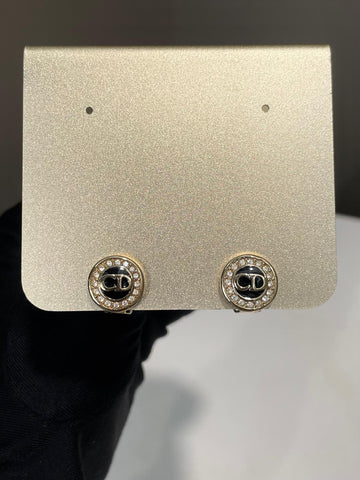 Dior Clip Earrings Rhinestones