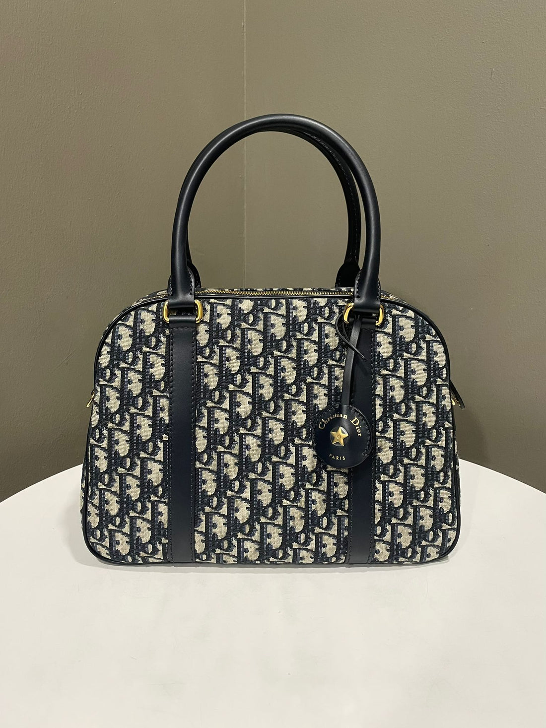 Dior D-Vibe Bowling Bag Navy Oblique Canvas