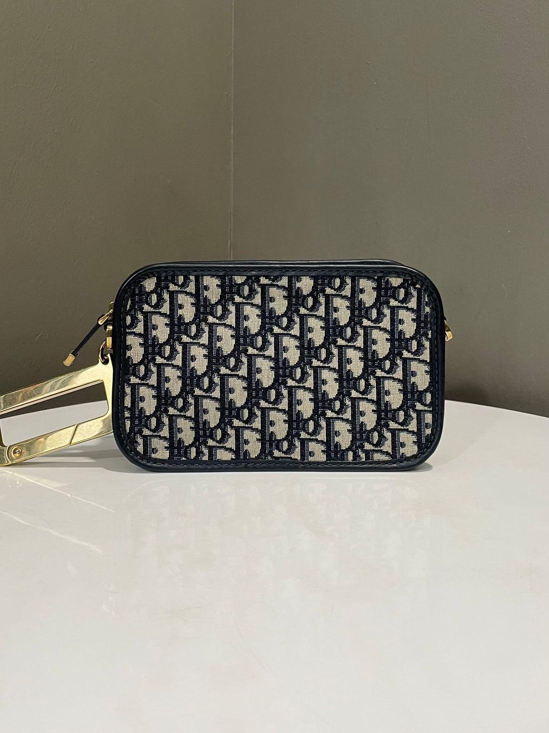 Dior Diorquake Clutch with Strap Navy Oblique Canvas