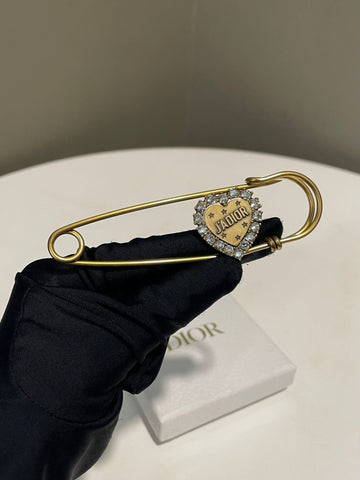 Dior J'Adior Heart Pin Brooch Crytsal / Rhinestones