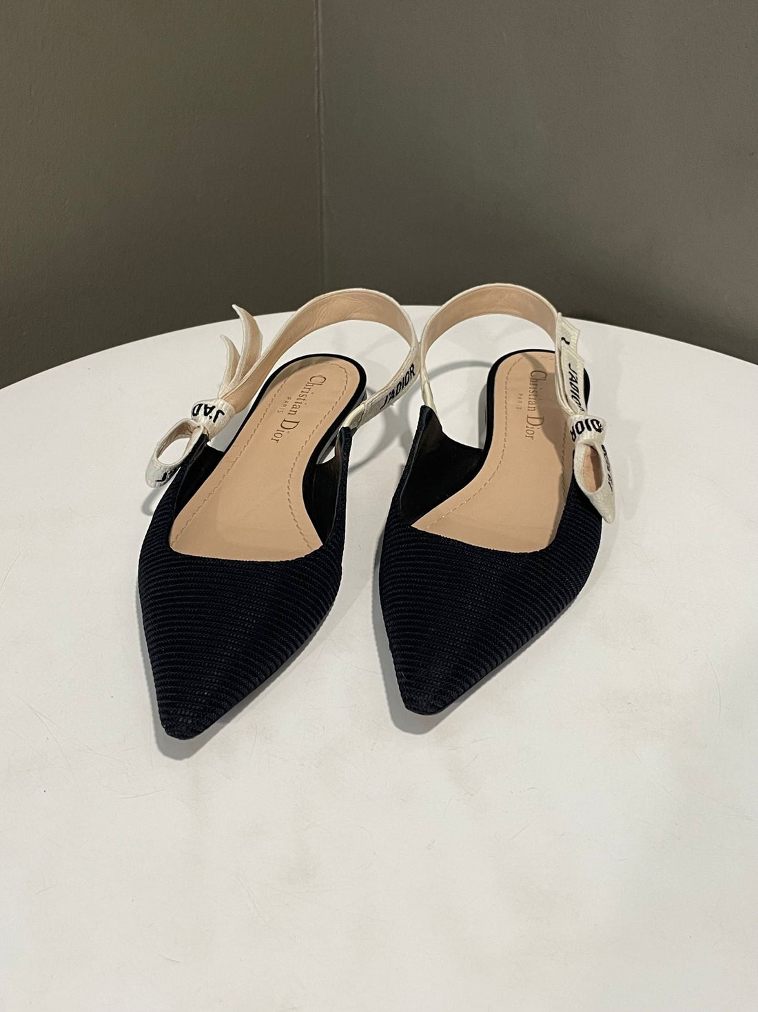 Dior J'Adior Slingback Flats Black Size 37.5