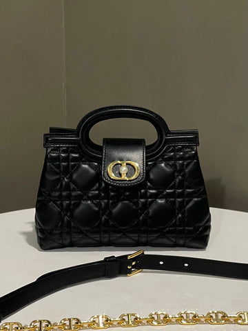 Dior Jolie Top Handle Mini Bag Black Lambskin