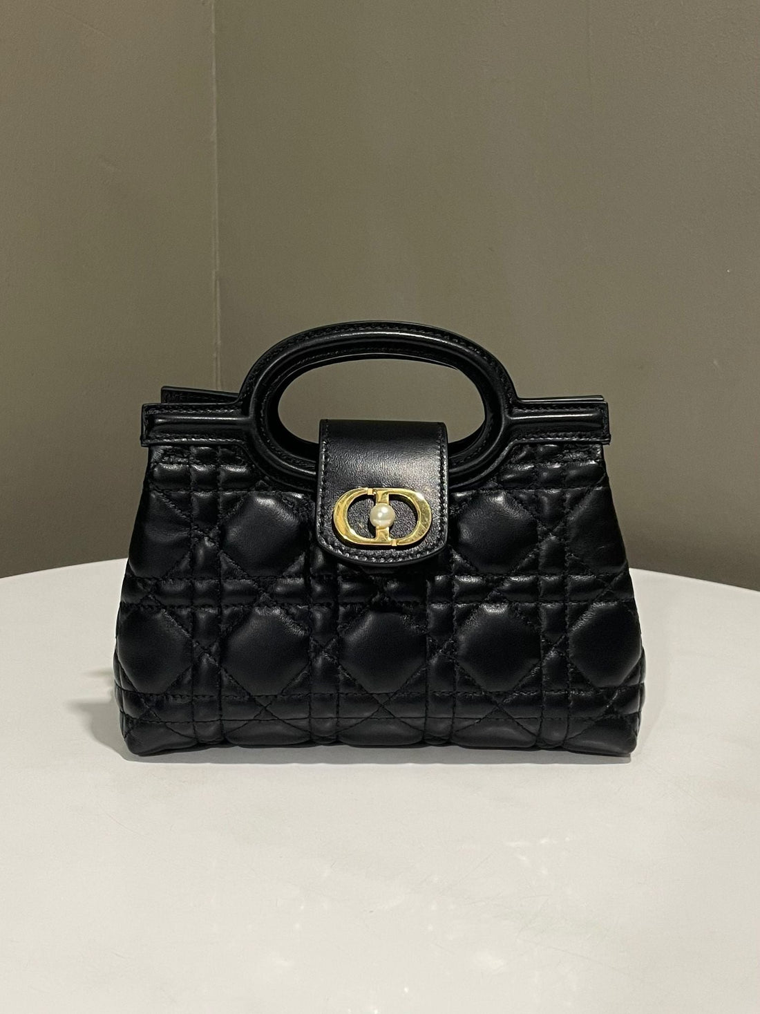 Dior Jolie Top Handle Mini Bag Black Lambskin
