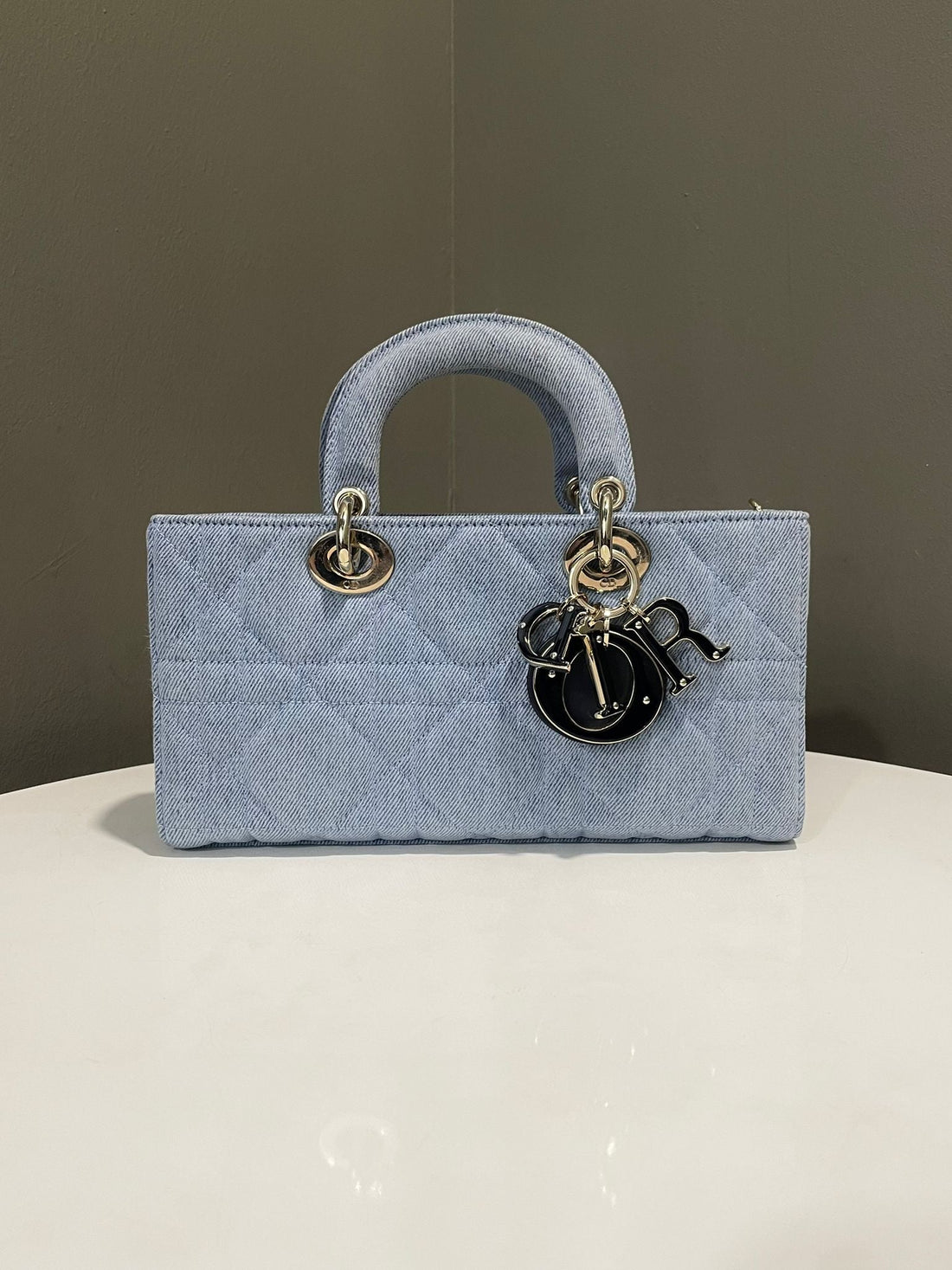Dior Lady D-Joy Macrocannage Bag  Light Blue Denim Enamel