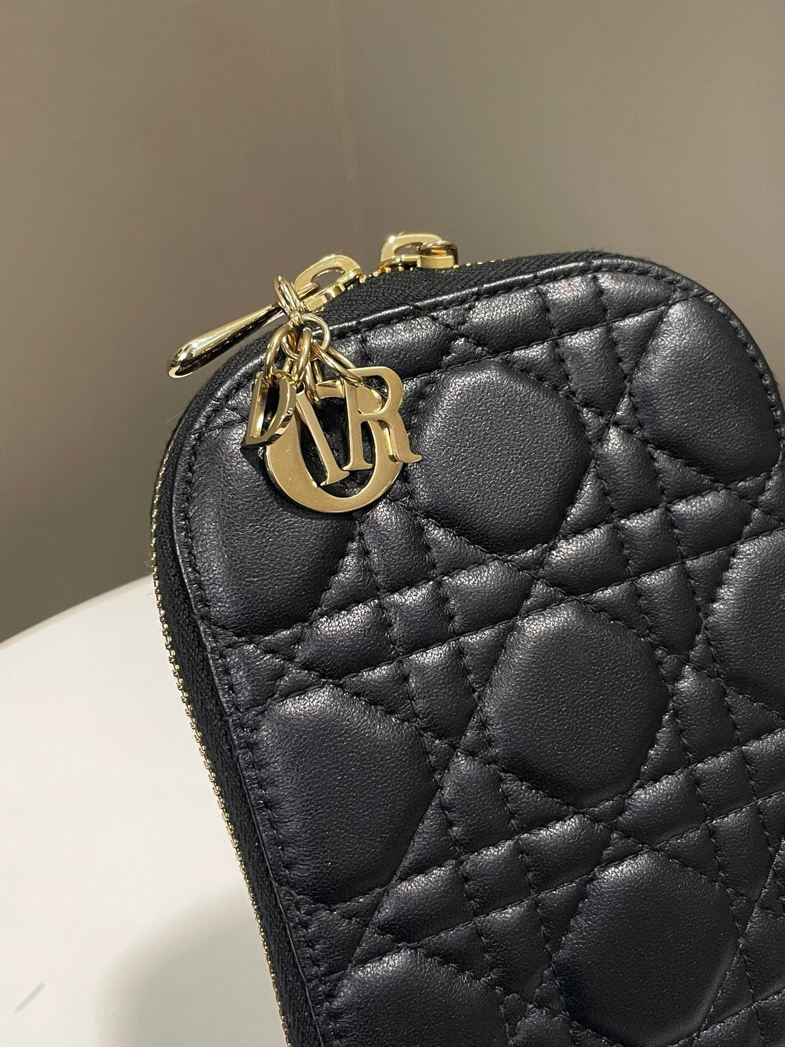 Dior Lady Dior Call'in Dior Phone Holder Black Lambskin