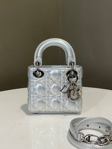 Dior Lady Dior Micro Bag  Metallic Silver