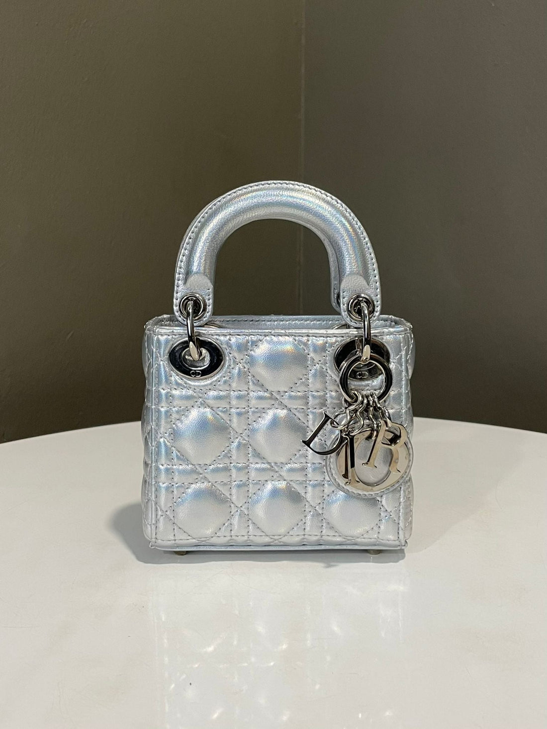 Dior Lady Dior Micro Bag  Metallic Silver