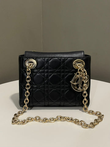 Dior Lady Dior with Double Chain  Black Lambskin