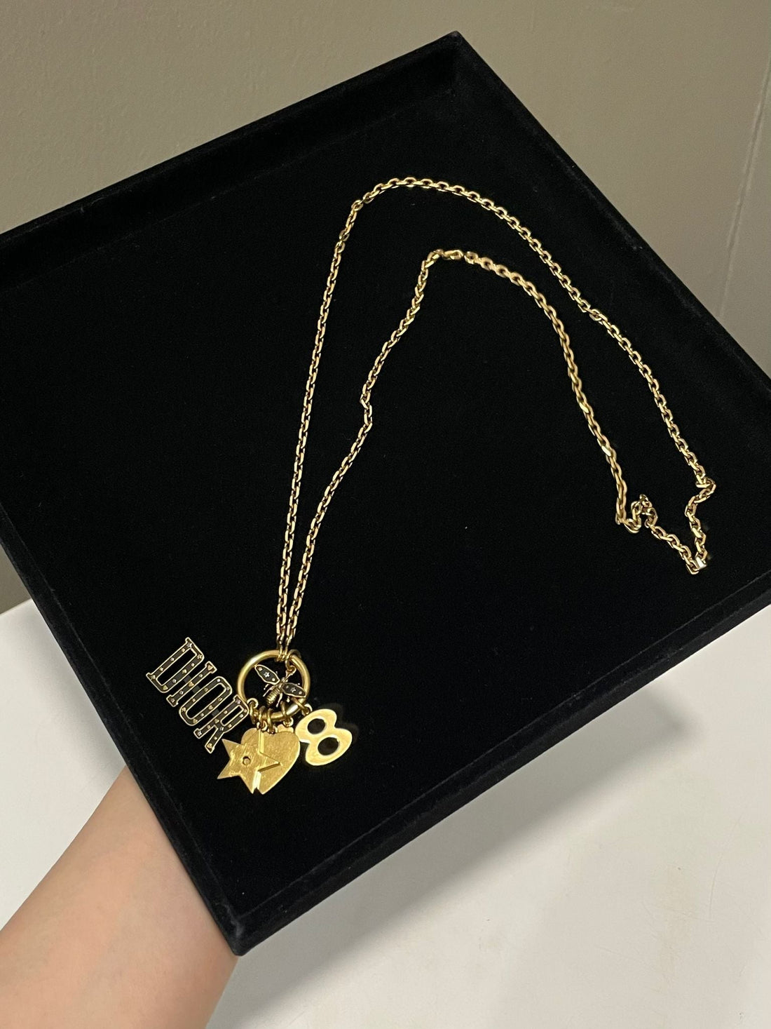 Dior Logo Bee Heart Clover 8 and Star Motif Necklace