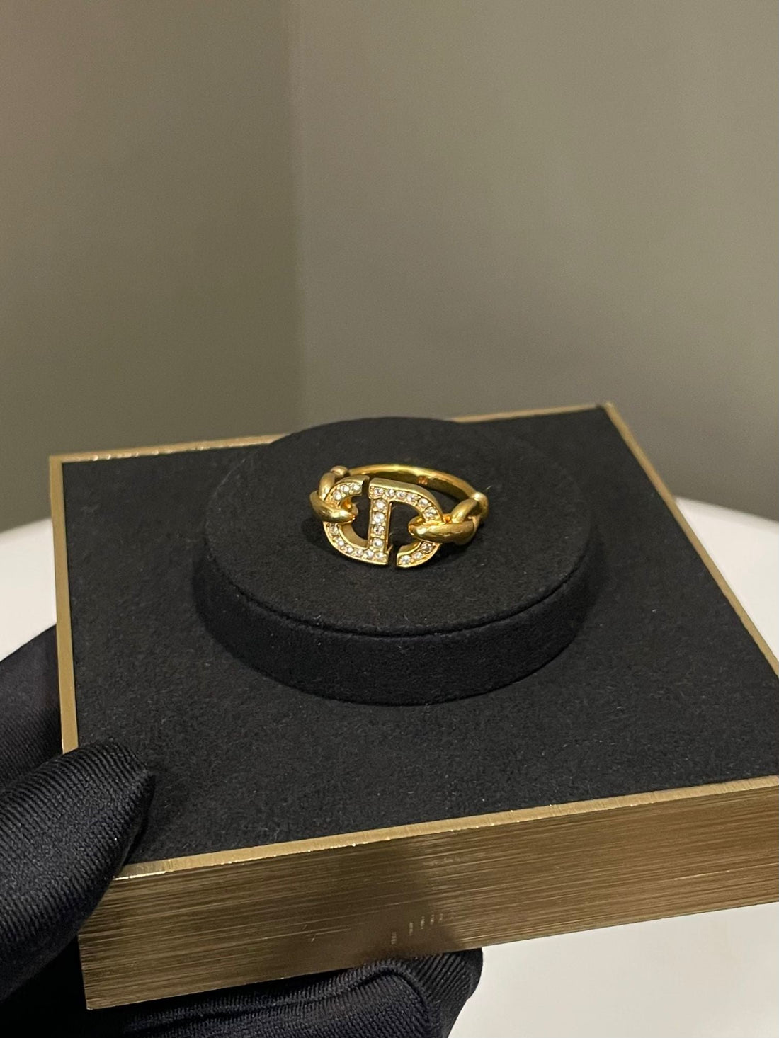 Dior Montaigne CD Ring Rhinestone
