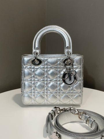 Dior My Lady ABC Dior Metallic Silver Calfskin