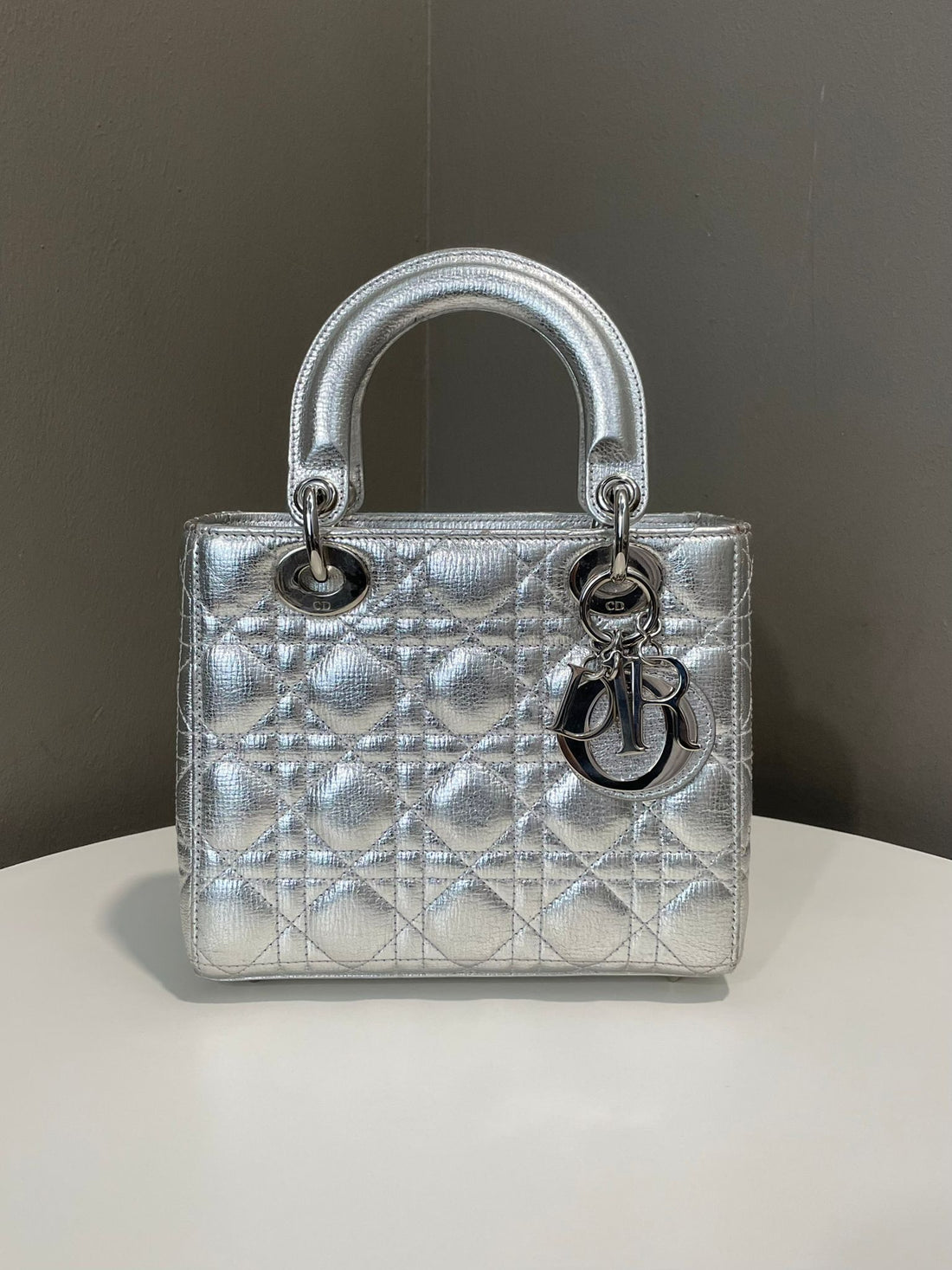 Dior My Lady ABC Dior Metallic Silver Calfskin