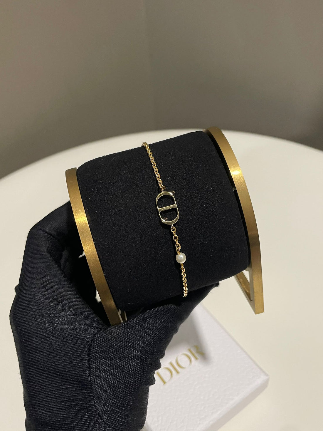 Dior Petite CD Bracelet  Ivory Glass Pearl