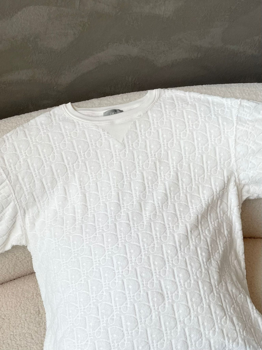 Dior Relaxed-Fit Terry T-Shirt Off White Jacquard cotton Size S