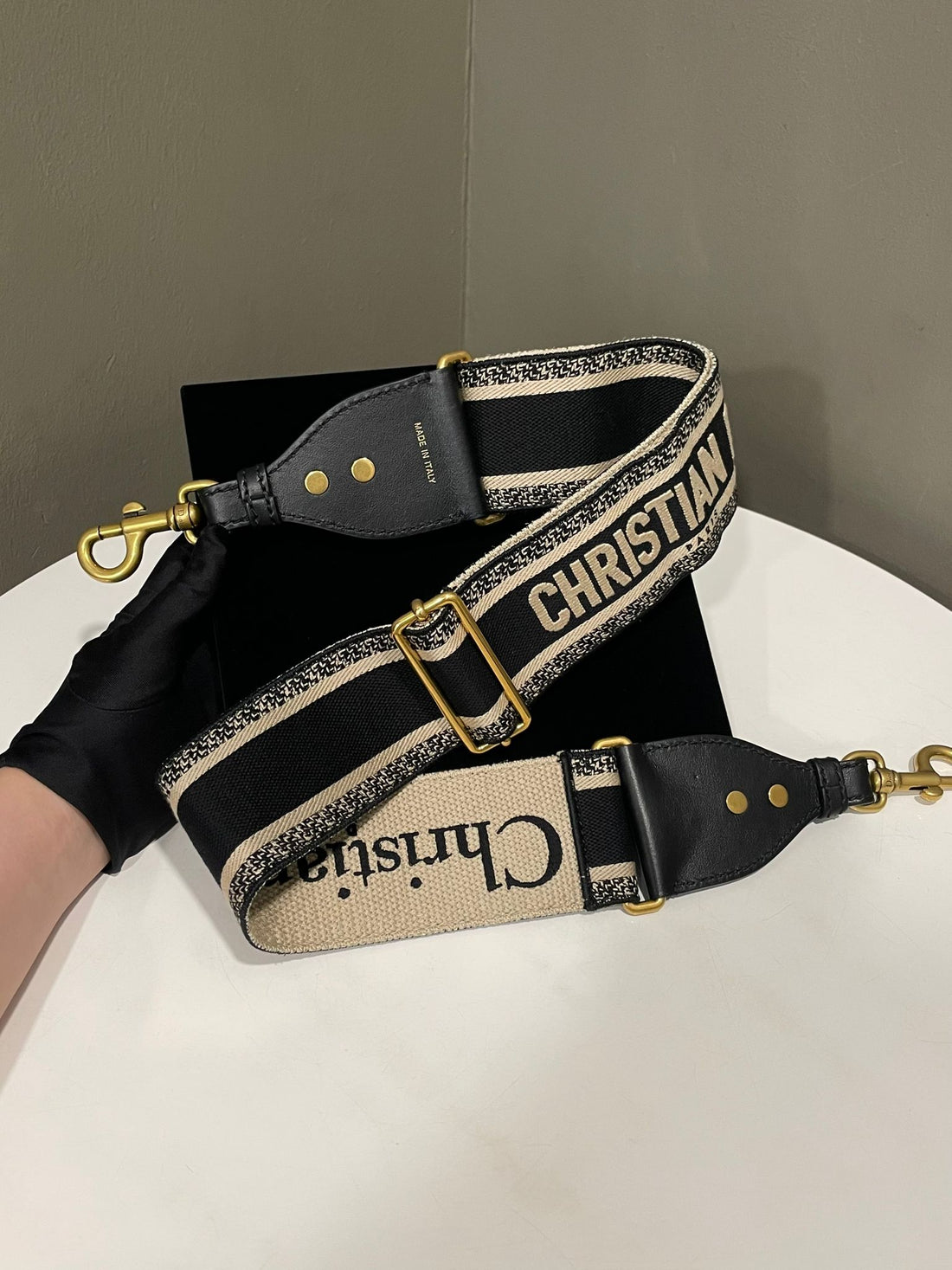 Dior Shoulder Strap Dark Navy Embroidery