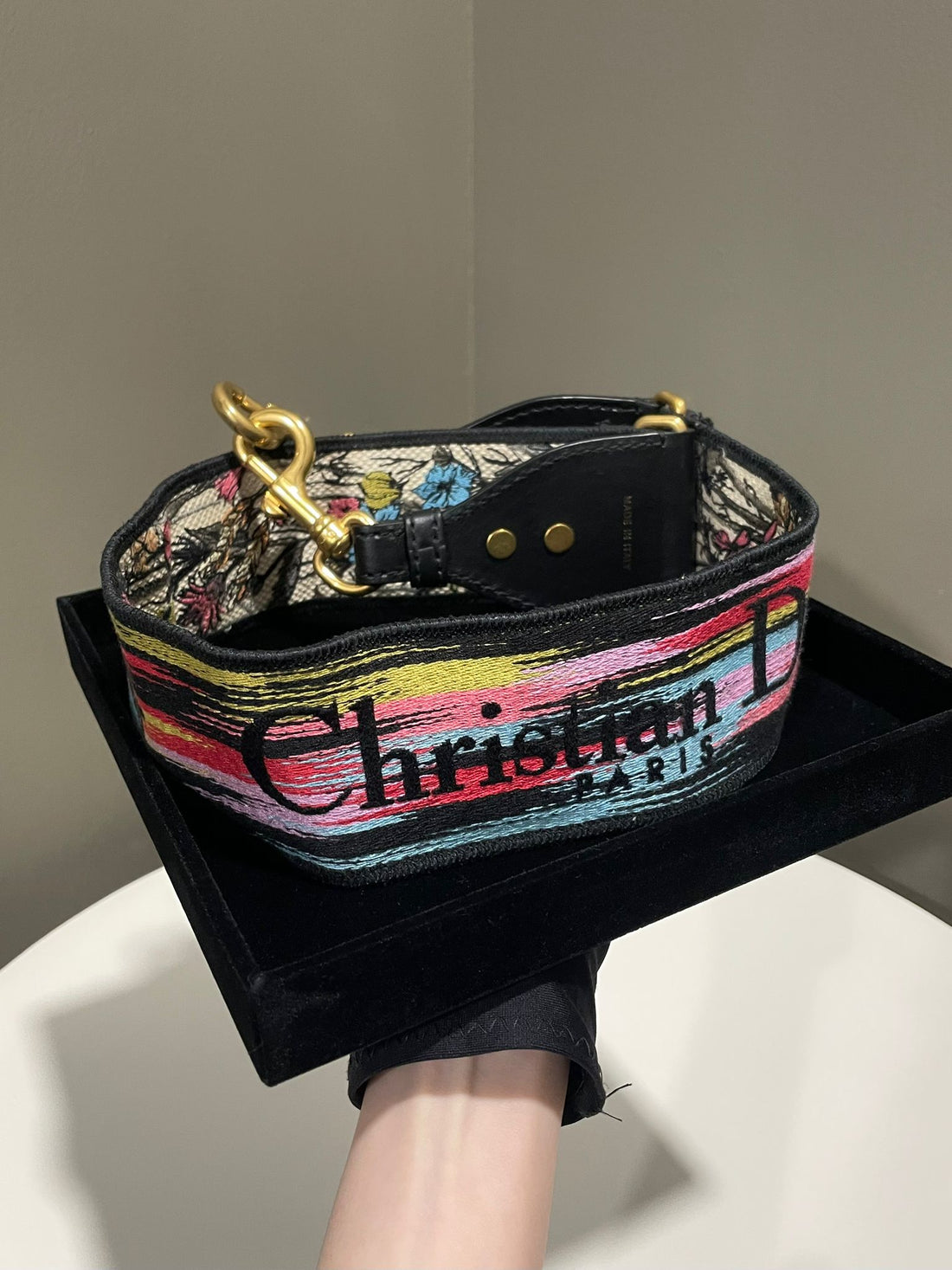 Dior Shoulder Strap Multicolored Floral Embroidery