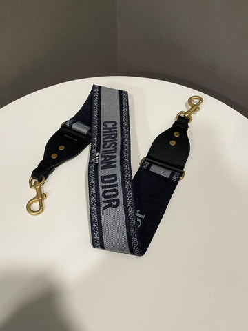 Dior Shoulder Strap Navy Blue Embroidery