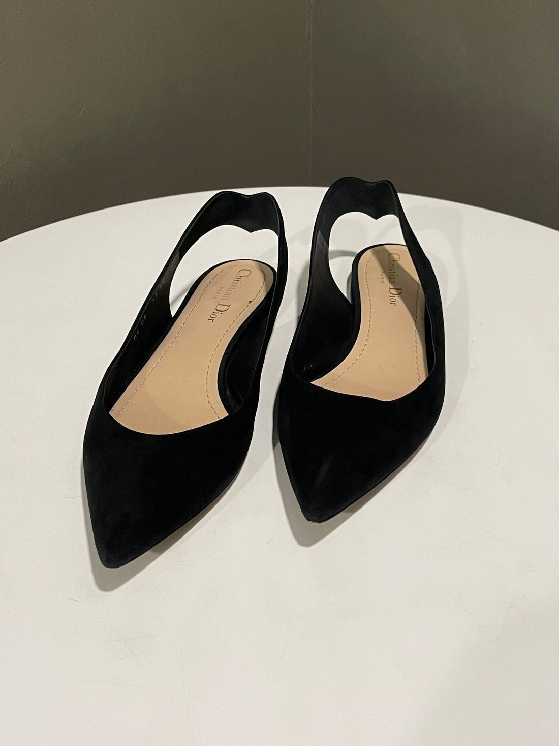 Dior Slingback Flat Black Suede Size 38