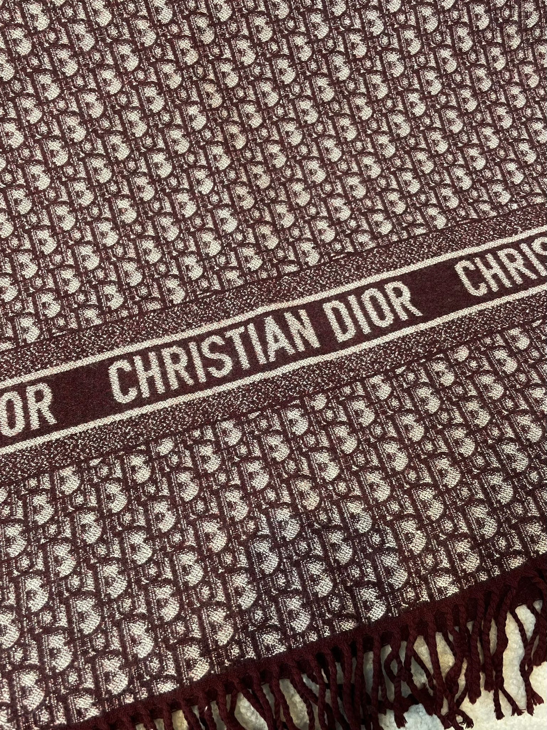 Dior Throw Blanket Burgundy Oblique