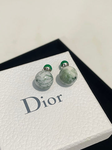 Dior Tribal Earrings Emerald Green Marble