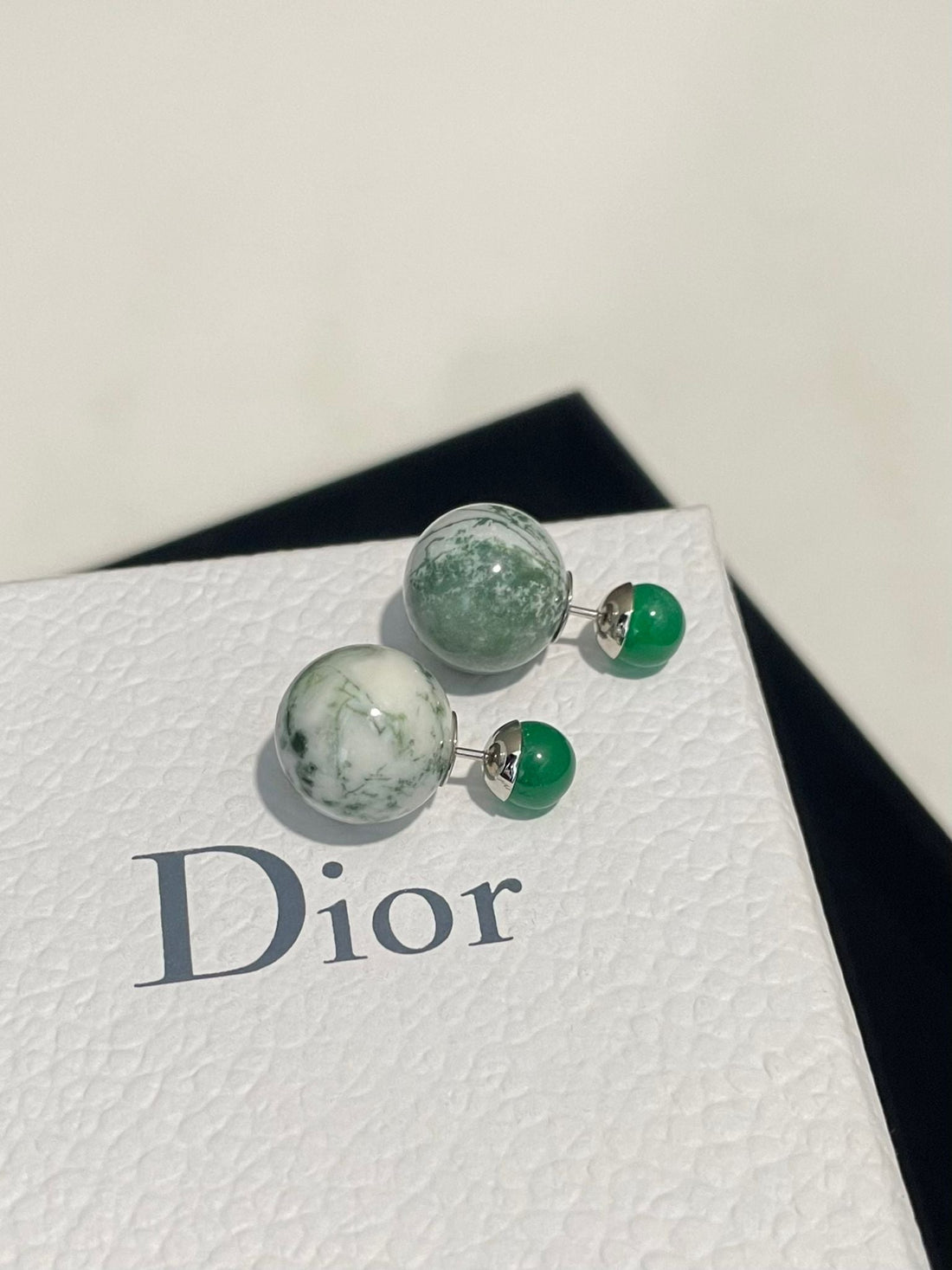 Dior Tribal Earrings Emerald Green Marble