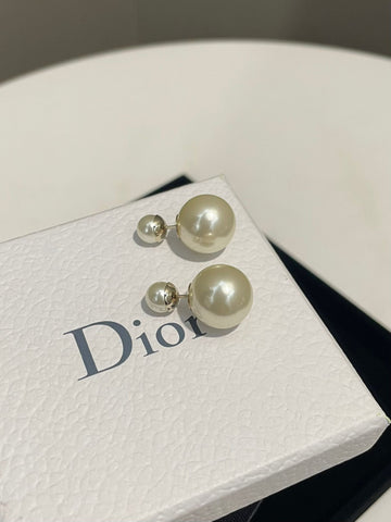 Dior Tribal Earrings Ivory Glass Pearls