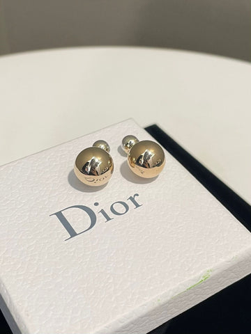 Dior Tribal Earrings Metallic Champange