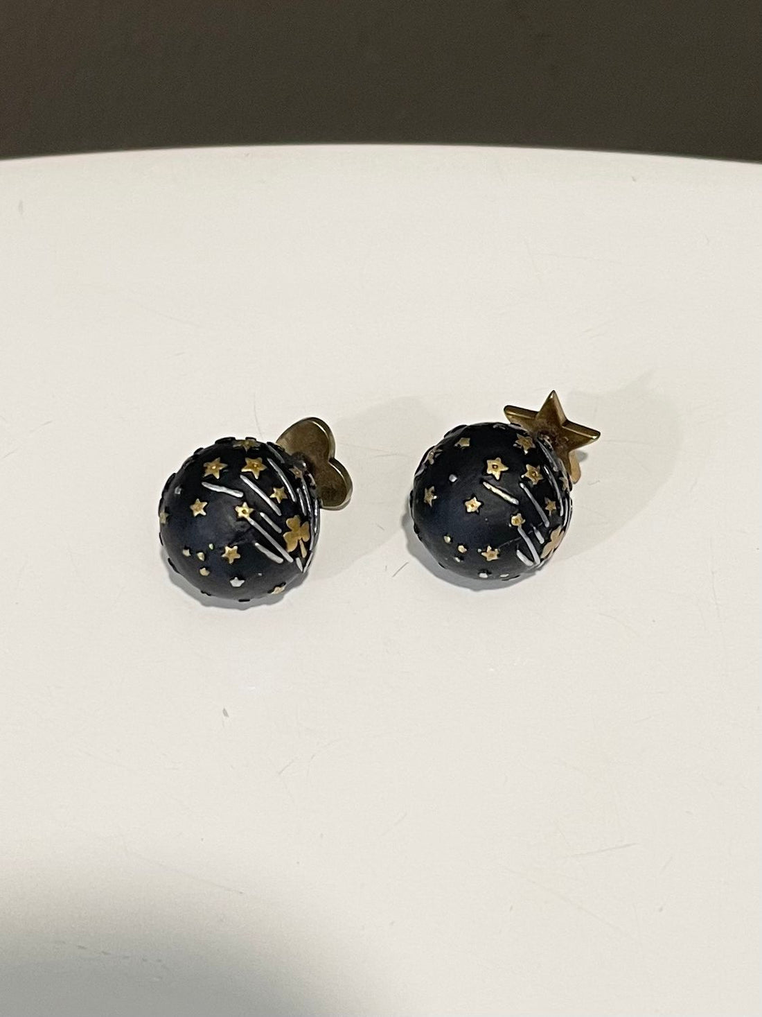 Dior Tribales Star Motif Earrings Black Enamel